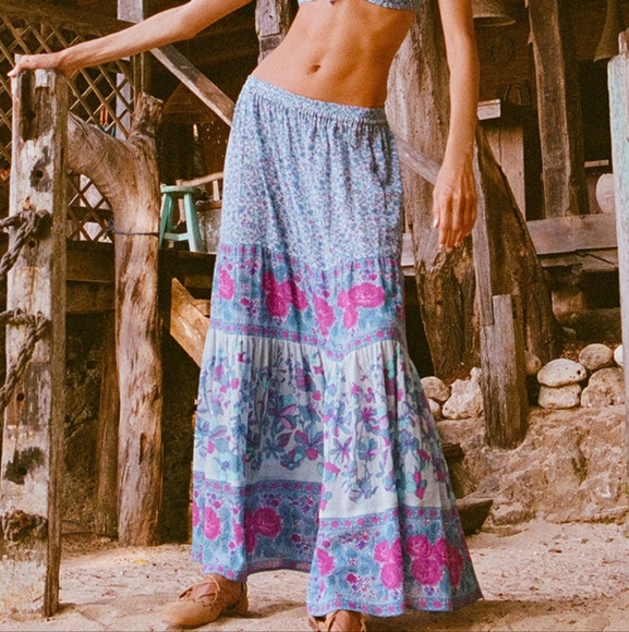 Spell Tops - Final Sale Spell Love Jetty Maxi Skirt In Blue Nirvana